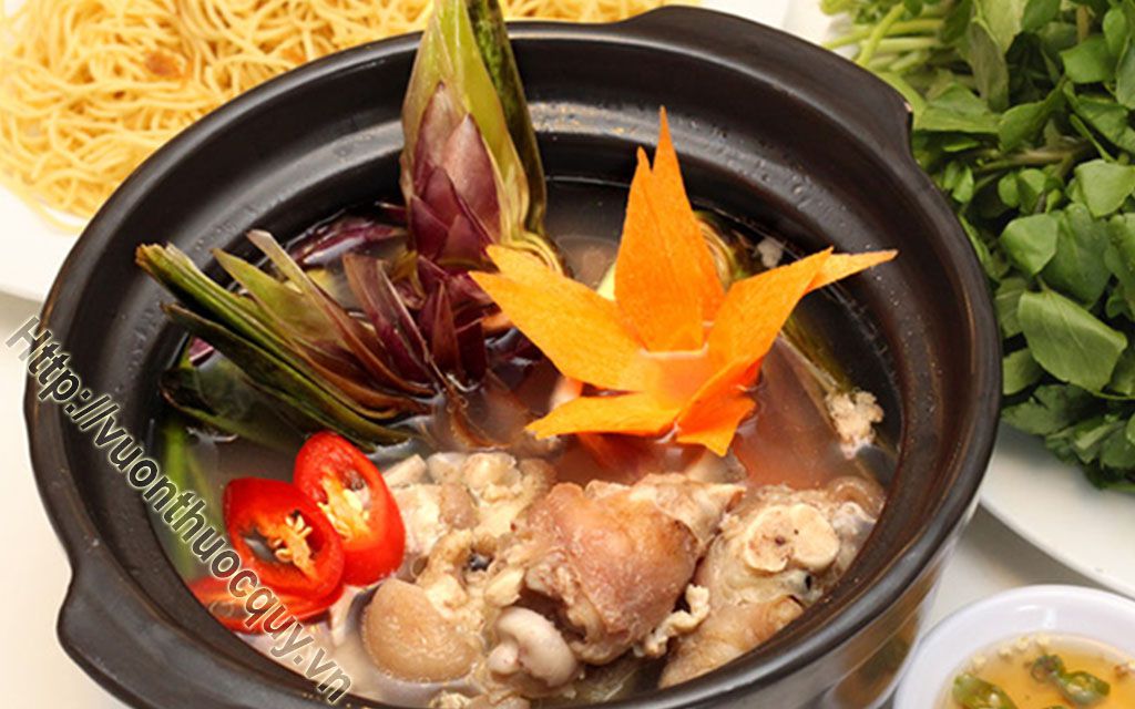 canh atiso nấu giò heo